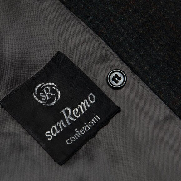 sanRemo (Italy) Vintage Windowpane Melange Angora Wool Melton Regency Coat : L - Picture 7 of 7